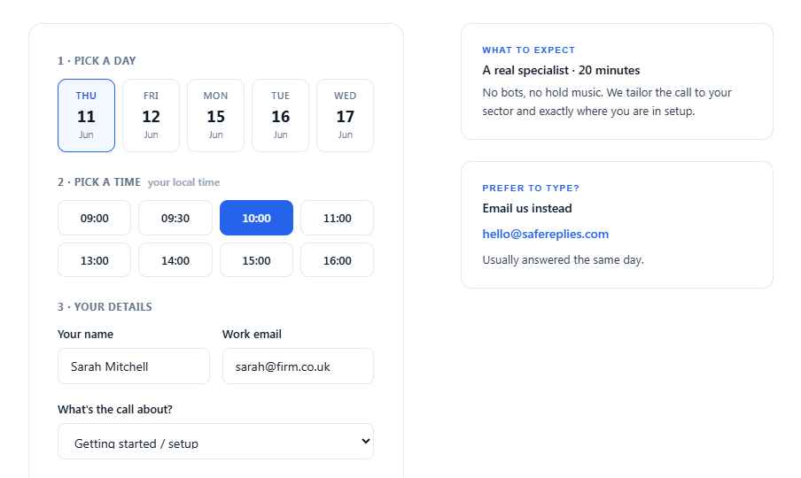 Book a call preview